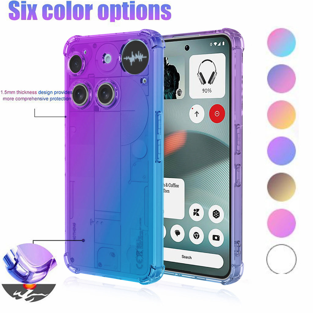 Airbag Shockproof Gradient Transparent TPU Case for Nothing Phone 3 (3) Protective Cover Back Shell Frame Capa Fundas