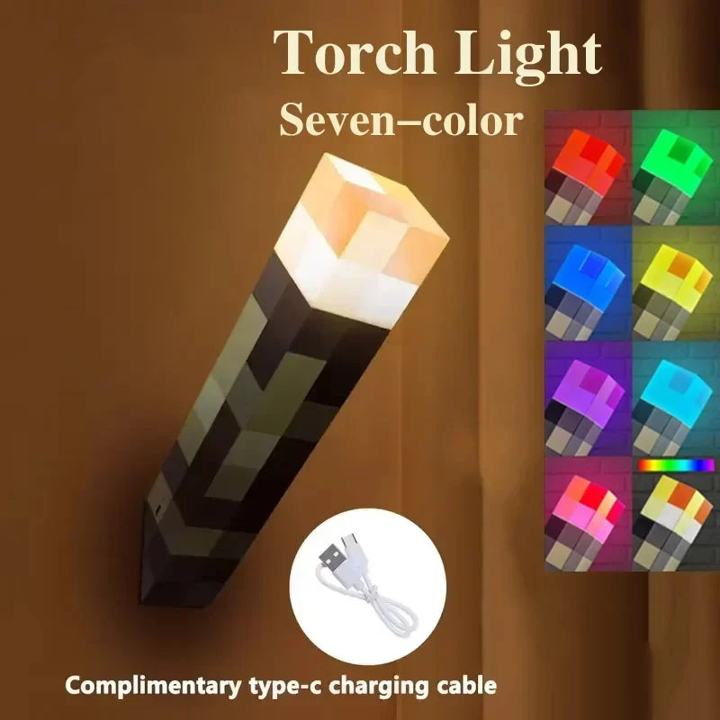LED Light Figure Toys Game Torch Lamp Night Light Game Merchandise M C Torch Light Model Ambient Decorative Light Birthday Gifts