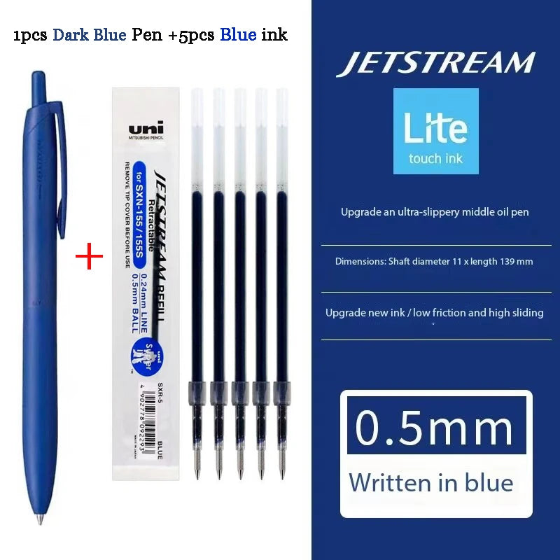 Uni Permanent Ballpoint Pen Jet Stream Anti-slip Cloudy Recycled Eco Shell Friction Super Smooth Ink Oil Pens Portable Supplies