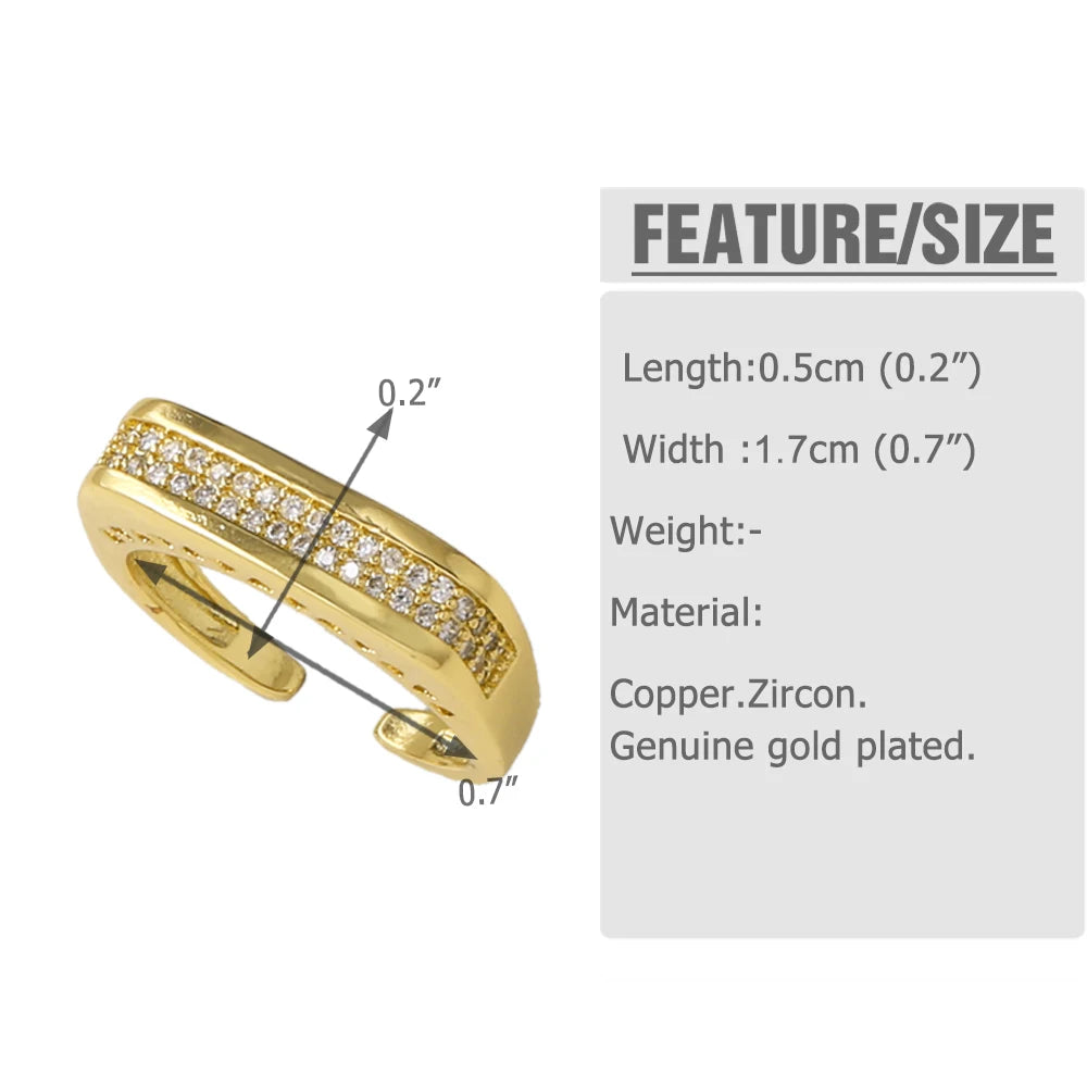 OCESRIO White Crystal Color Block Finger Statement Women Rings Copper Gold Plated Adjust Open Ring Women Fashion Jewelry righ49