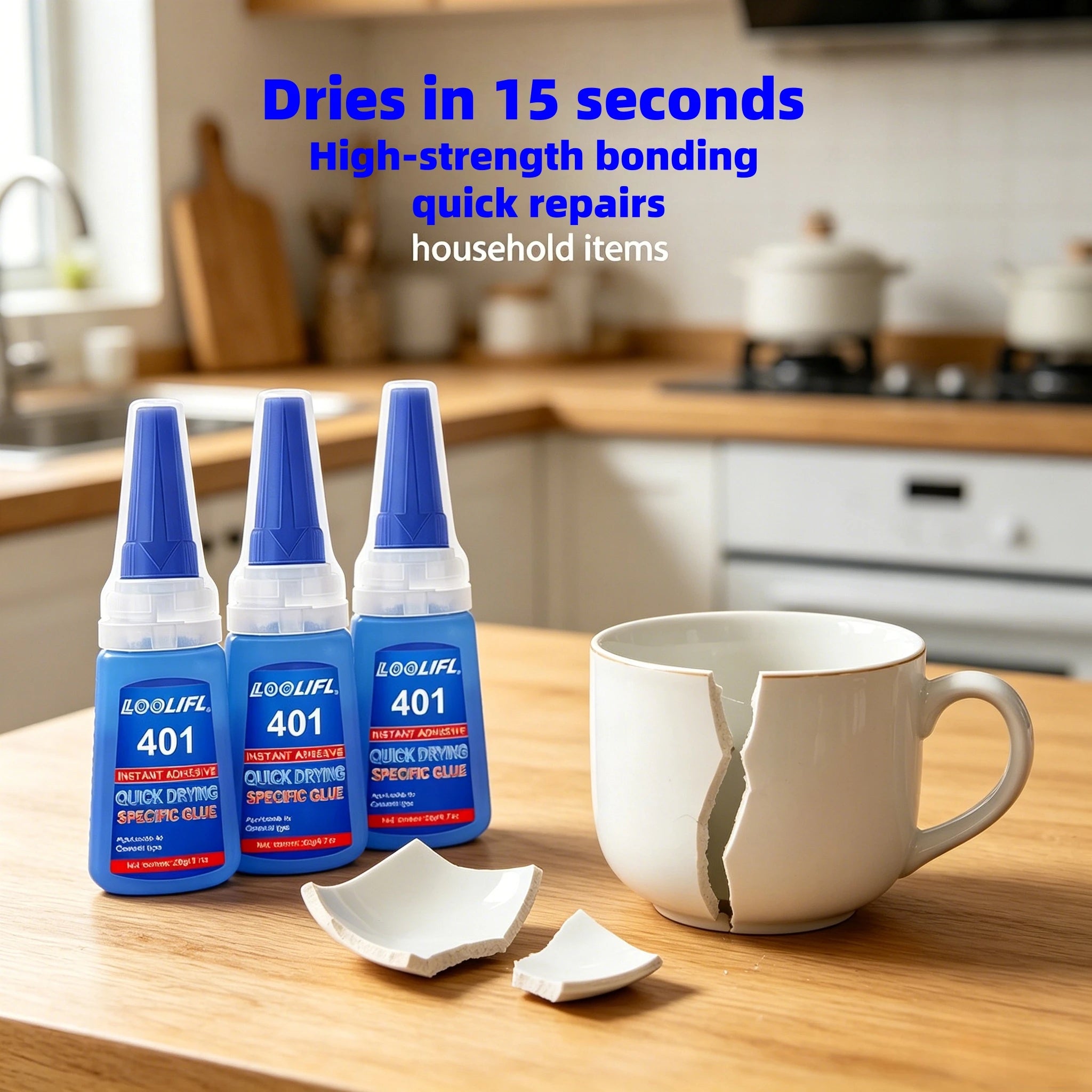 5 Bottles LOOLIFL 401 Quick Drying Clear Super Glue Instant Adhesive for Rhinestone Pearl Shoe Decor DIY Jewelry Fabric Ornament Handmade Craft Repair