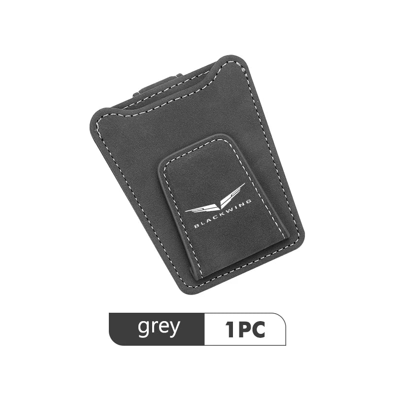 Suede Car Logo Sun Visor Glasses Clip Ticket Card Storage Clamp For Cadillac CT5-V XT4 CT4 XT5 CT5 XT6 CT6 Escalade Seville