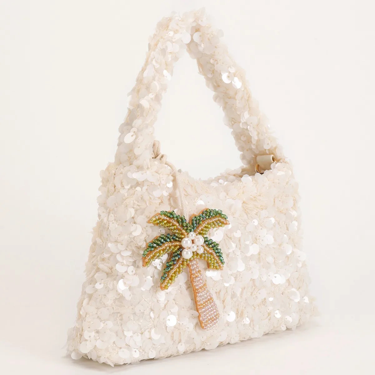 New bead handbag women's fashion high-end sequins dinner bag shoulder messenger bag bag coconut tree