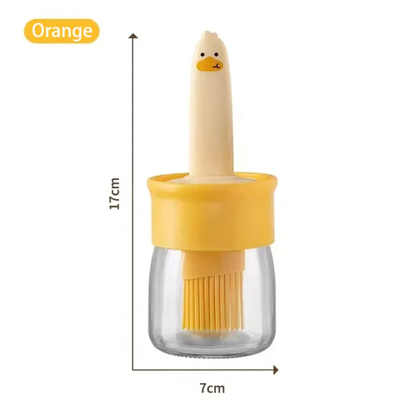 Household silicone oil brush with bottle - kitchen pancake food-grade barbecue baking all-in-one oil brush bottle