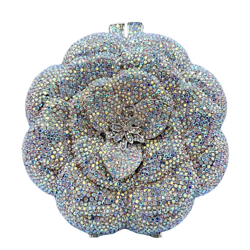 ClutchCross-border best-selling rose rhinestone bag, hollow metal crystal evening bag, foreign trade diamond-embellished clutch