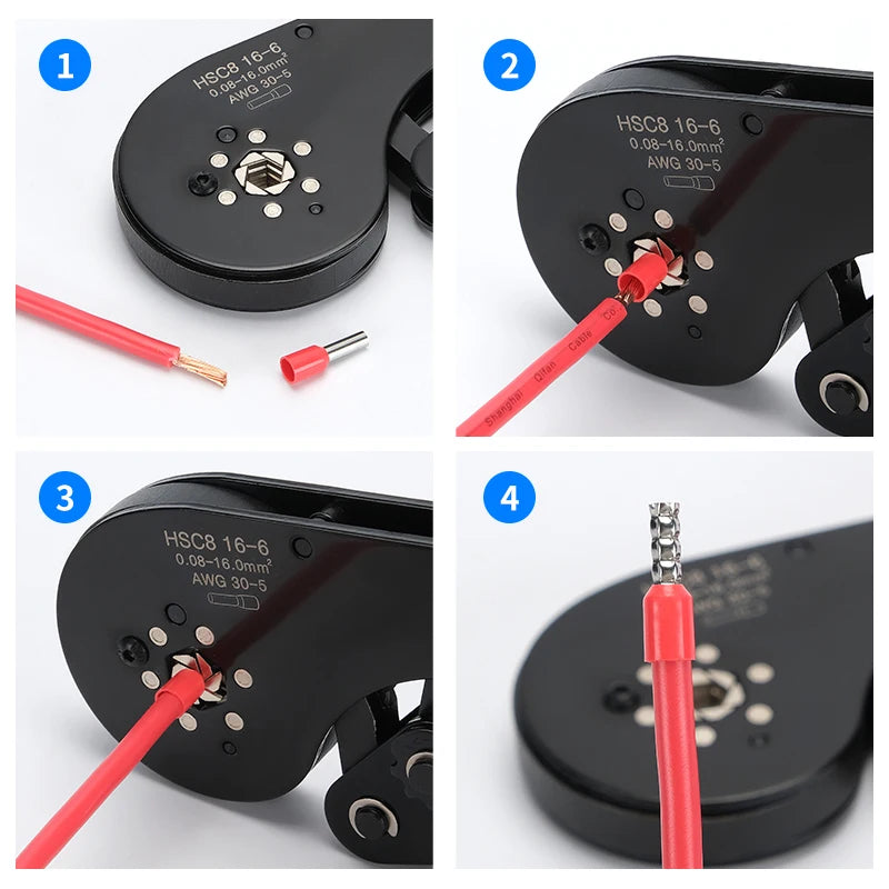 Crimping Pliers Ferrule Sleeves Tubular Terminal Tools HSC8 16-6 Wire Crimper Household Electrical Sets 1200pcs Terminal