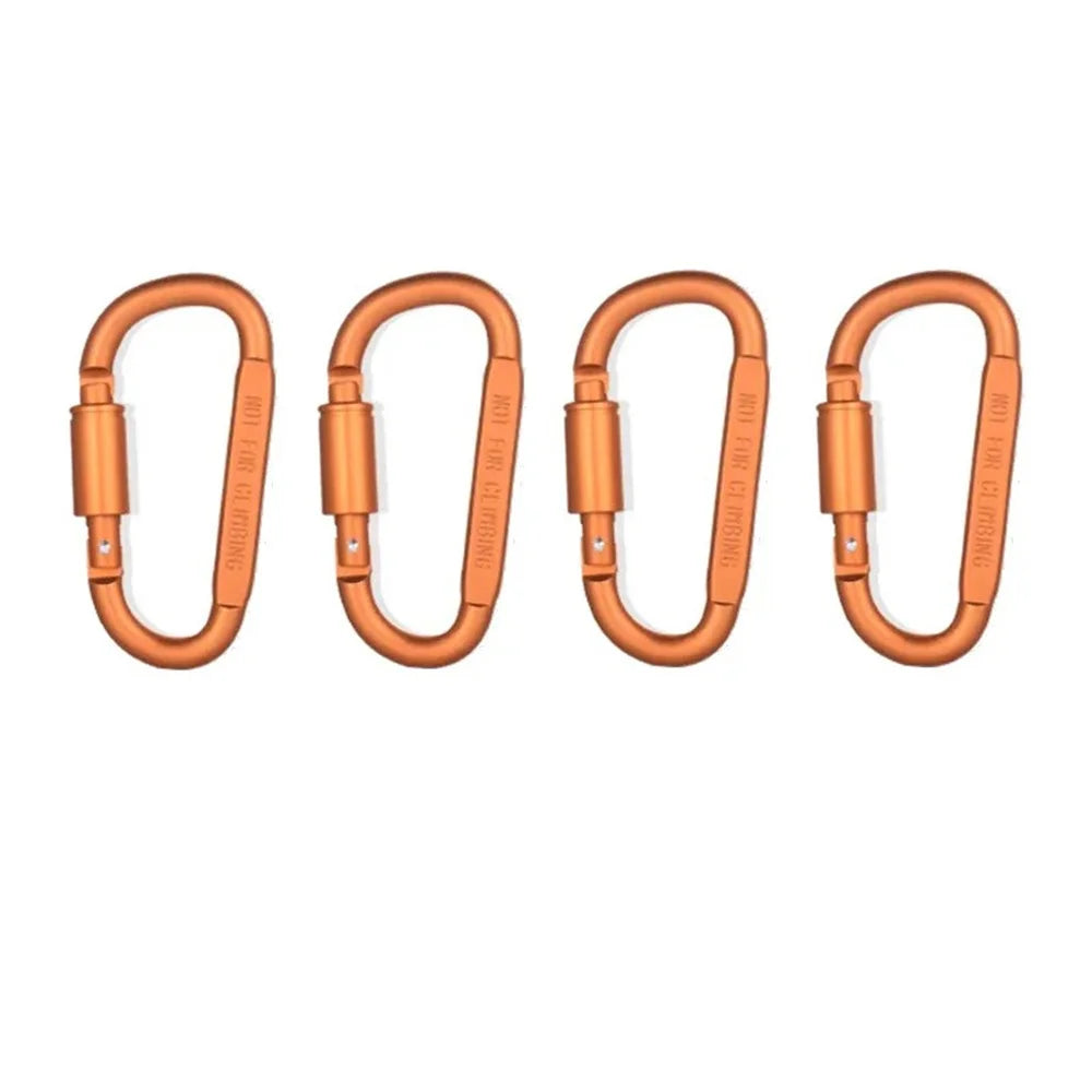 4 Pack D-ring Carabiner Clip Lightweight Aluminum Carabiners With Barrel Locking For Keychain Tactical Bag Backpack
