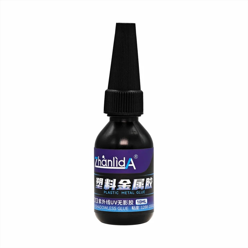 UV Shadowless Glue For Plastic Metal Crystal Clear Traceless 313 Super Glue Adhesive Bonded Acrylic Decorate Trophie Fast Curing