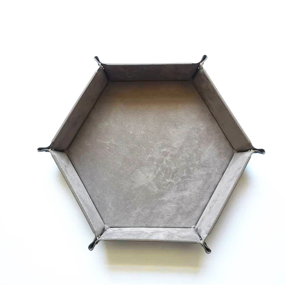 Foldable Dice Tray PU Leather Flannel Game Dice Plate Four Corners Folded Tray Home Desktop Decoration Box Coin Key Storage Tray