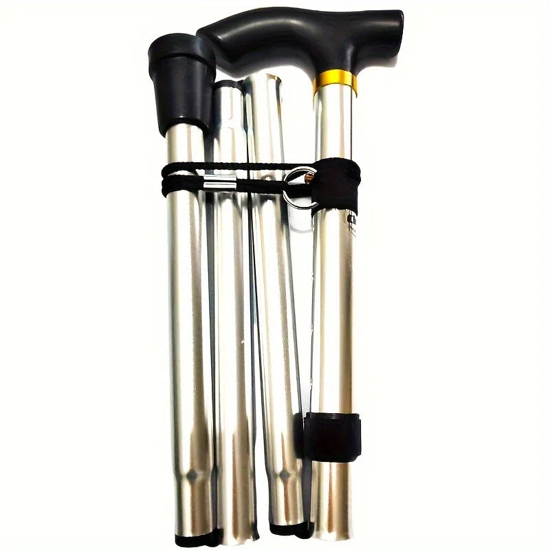 Lightweight & Adjustable Trekking Pole - Foldable Walking Stick/Cane With Rubber Handle for Men & Women