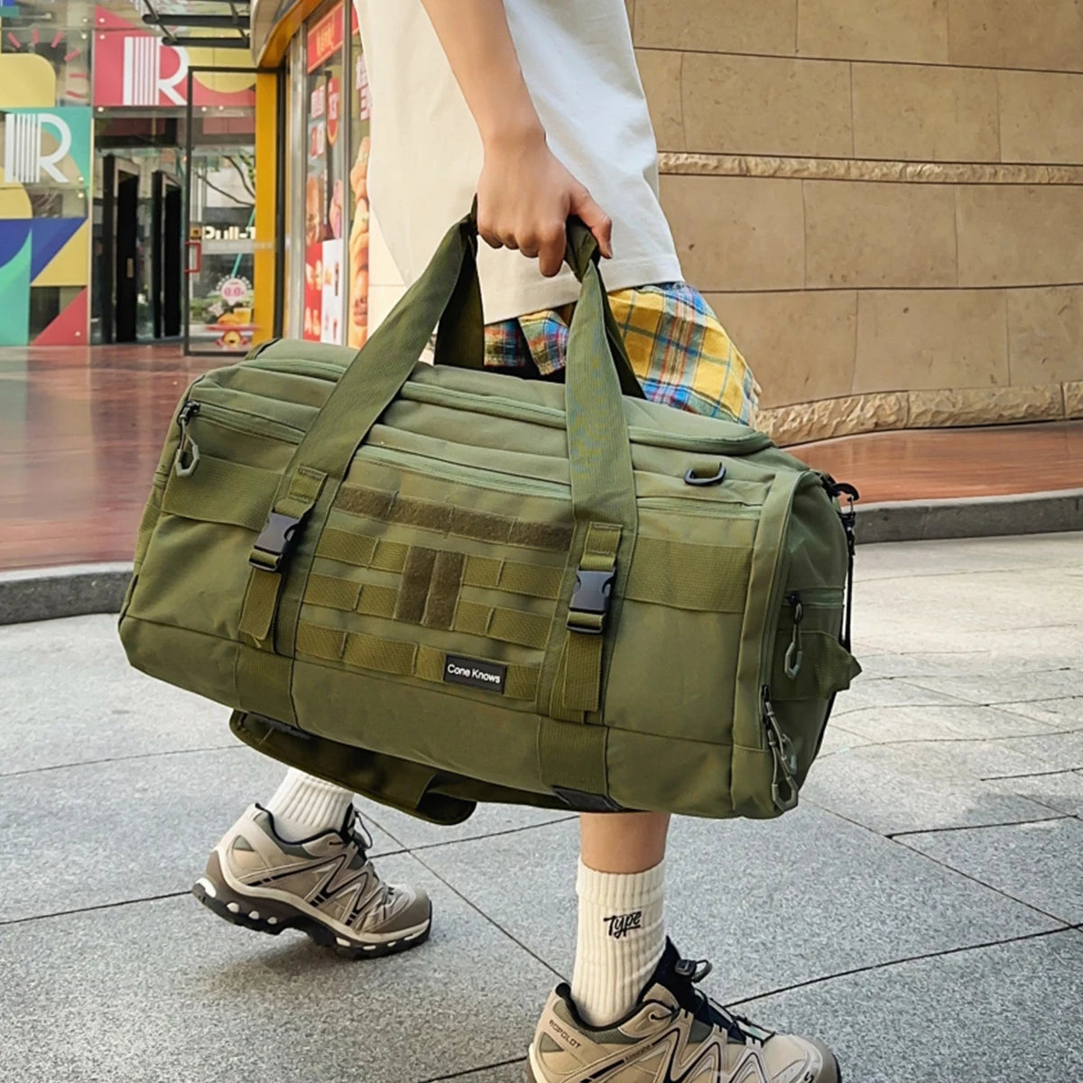German Large-Capacity Trendy Travel Bag Canvas Tote Bag for Men on Business Trips and Travel, Portable Storage Bag for Women, Sports and Fitness Bag for Off-Road Camping