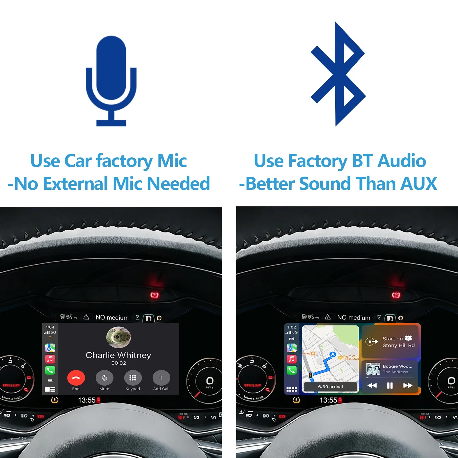 Wireless CarPlay & Android Auto for Audi TT MK3 2015-2024,Support OEM Bluetooth Audio, Plug & Play, No Need Programing Code
