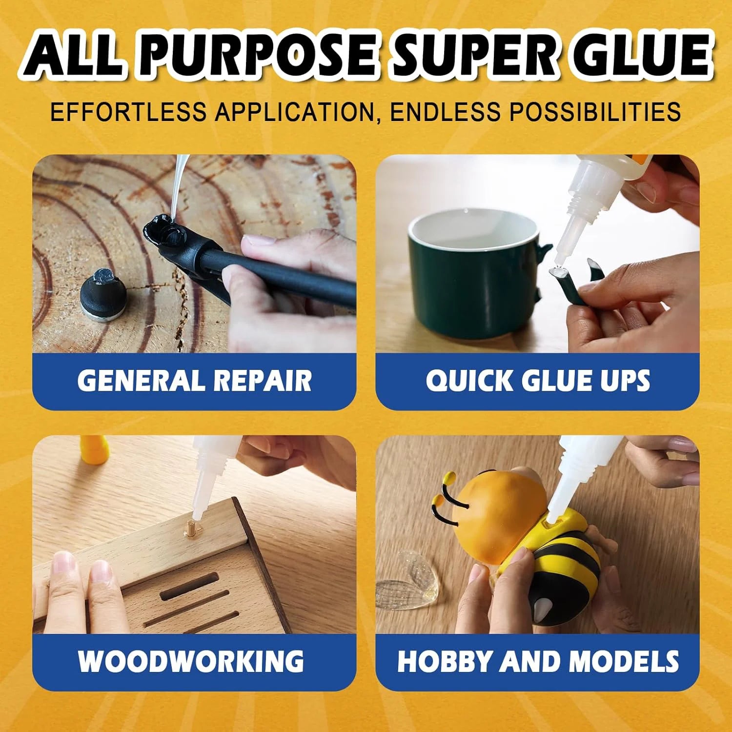 LOOLIFL- super cyanoacrylate strong glue, 10 seconds adhesion, waterproof, such as plastic, metal, wood, rubber, ceramics.