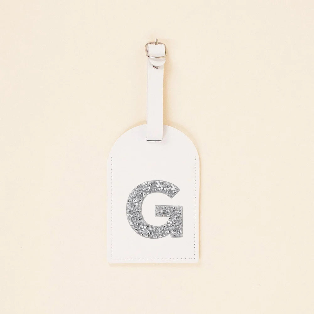 A-Z Rhinestone Monogram Leather Luggage Tag Suitcase Label Baggage Boarding Bag Tags Name ID Address Holder Travel Accessorie