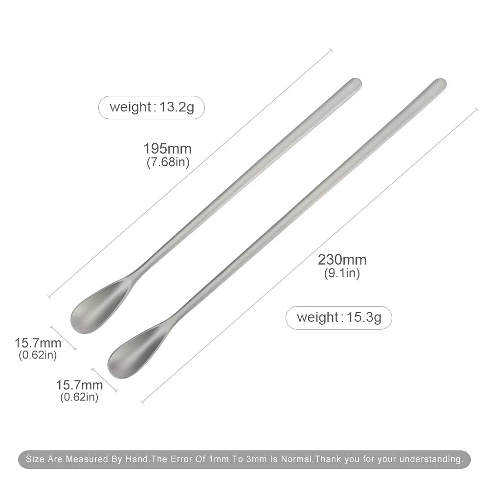 Titanium Alloy Spoon Long Handled Dessert Spoon Outdoor Camping Milk Tea Coffee Bar Mixing Spoon