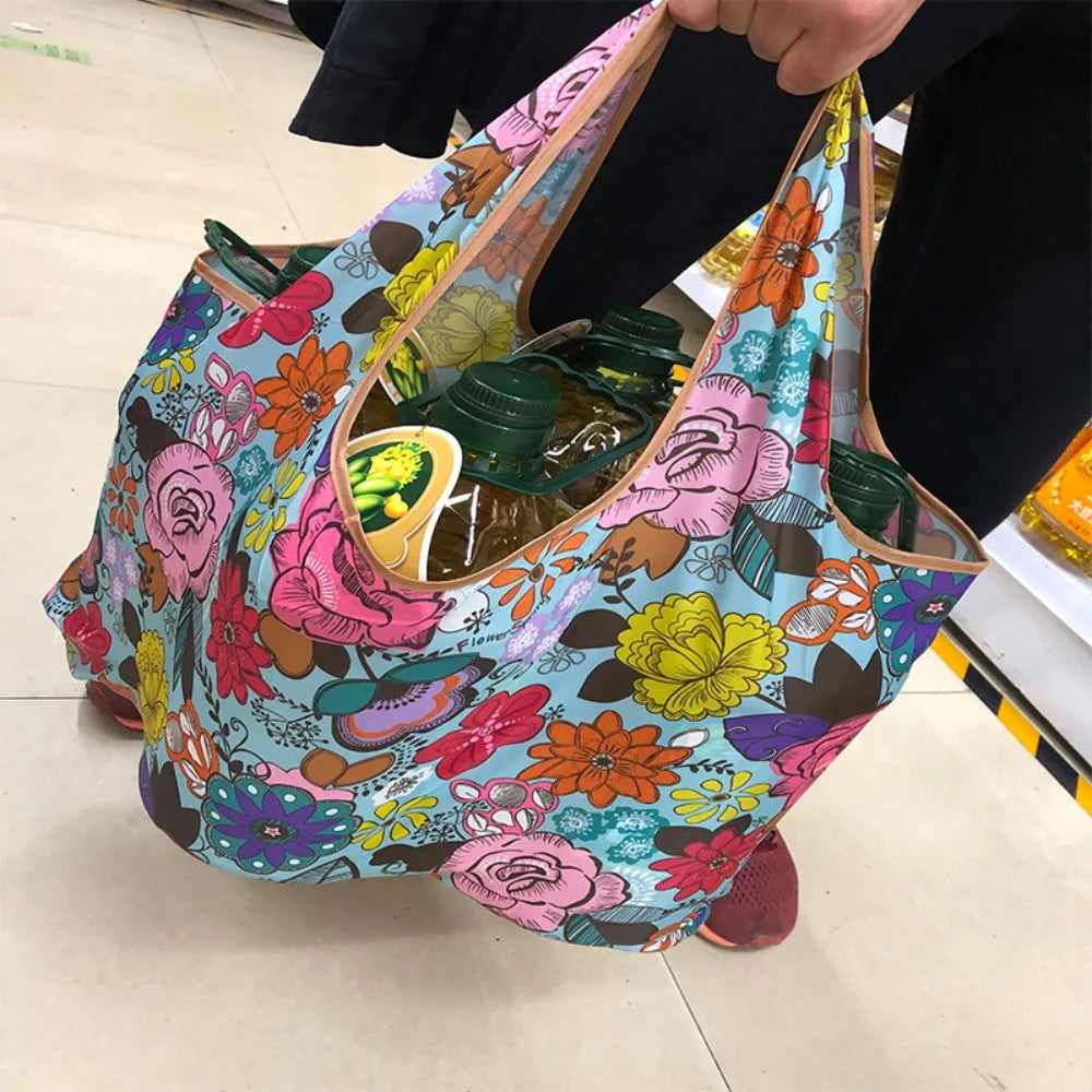 Extra Large Reusable Grocery Shopping Bags Washable Heavy Duty Nylon Foldable Waterproof Eco Friendly Totes Travel Storage Pouch
