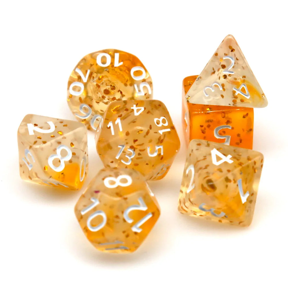 7Pcs/set Transparent Glitter Dice Set DND RPG TRPG D20 D12 D10 D00 D8 D6 D4 Tabletop Games Kids Toy Accessory