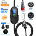 AFEEV 11KW 16A 3Phase Portable EV Charger Type2 IEC62196-2 Fast Charging Cable GB/T 20234 Wallbox EVSE CEE Plug WiFi APP Control