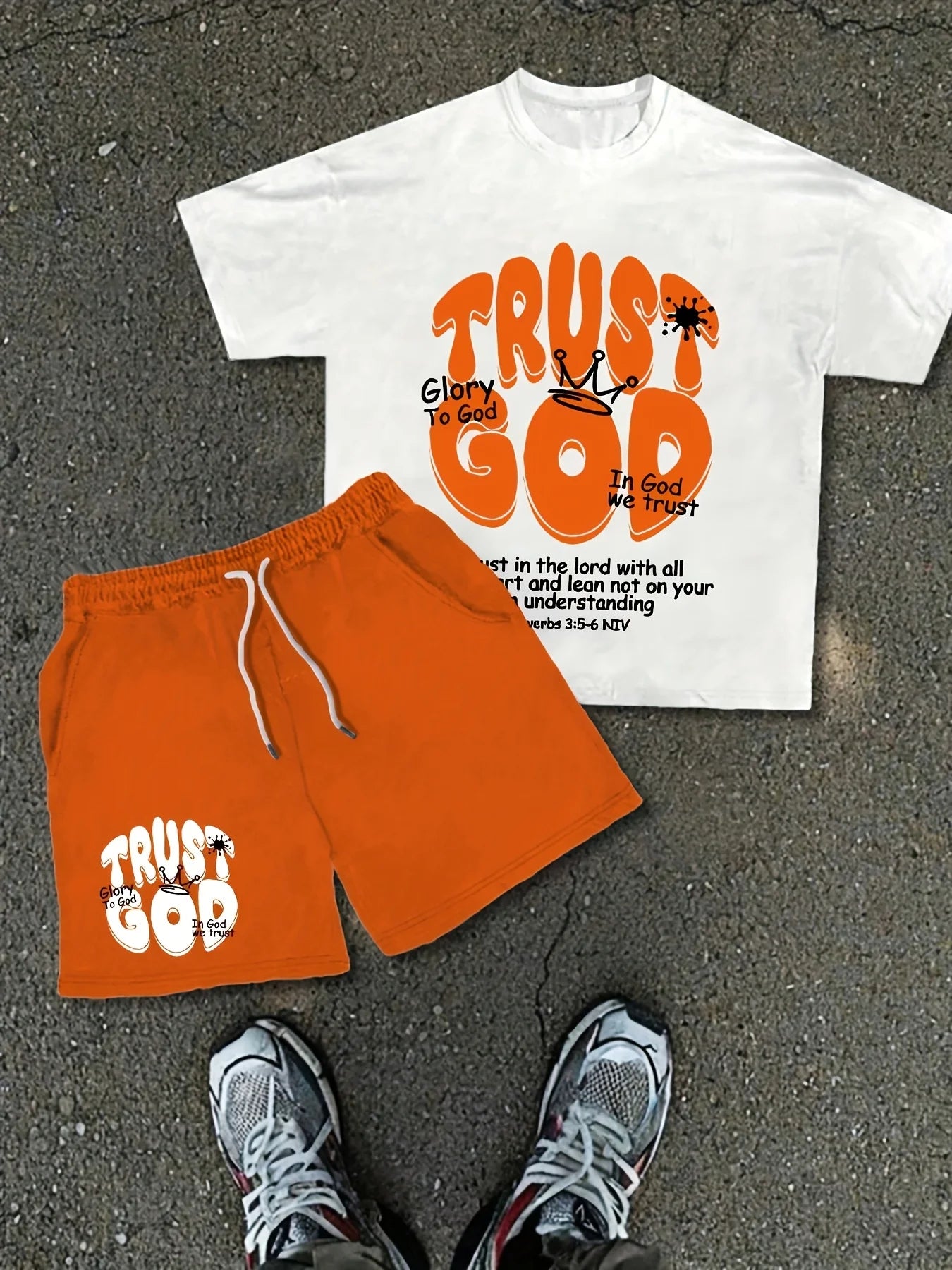 2026 Summer New Men's Short-Sleeved Set for Street Casual Fashion Comfortable Soft Breathable with 3D Letter Pattern Print