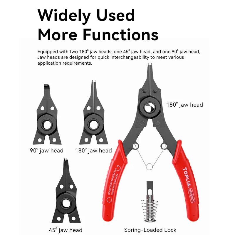 4-In-1 Circlip Pliers Set Snap Ring Pliers Multi Crimp Removable Plier Head Retaining Circlip Pliers Hand Tools Multifunctional