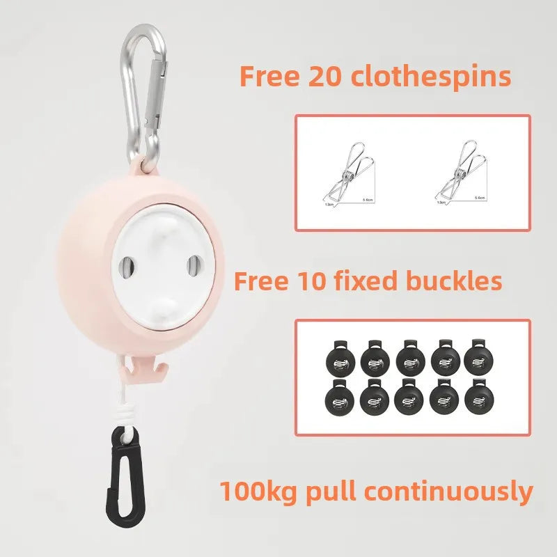 Portable Retractable Clothesline Outdoor Travel Camping Hotel Windproof Anti-slip 10M Laundry Hanger Drying Rope Accessories