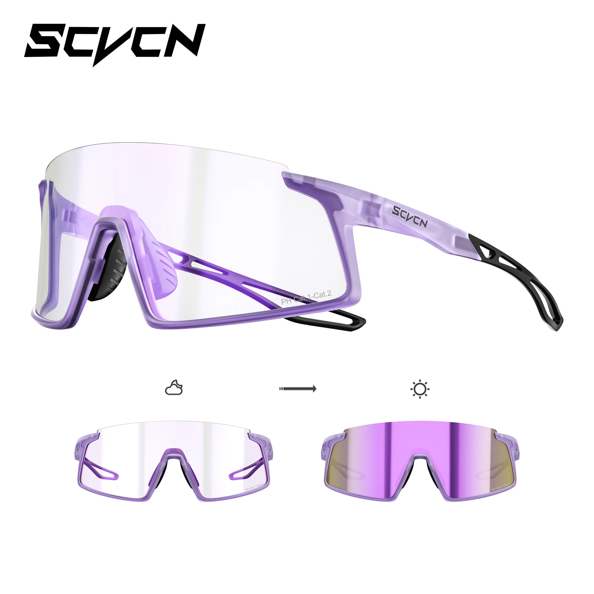 SCVCN 2026 Hiking Eyewear Men's Cycling Sunglasses Photochormic Glasses UV400 Outdoor Sports Goggles Camping MTB Bike Glasses
