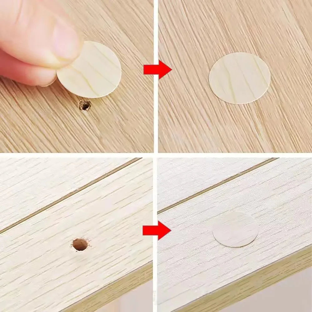 54Pcs/SET  Wooden Furniture Self Adhesive Screw Cap Cover Hole Stickers Wood Craft Desk Cabinet Drawer Art Sticker Ornament