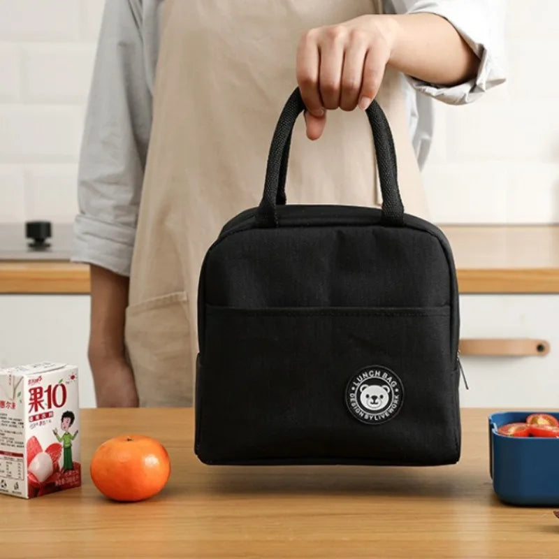 Insulated Lunch Bag Oxford Cloth Lunch Bag Insulated Lunch Box Bag with Leakproof Aluminium Foil Lining Mouth Zipper for Commute