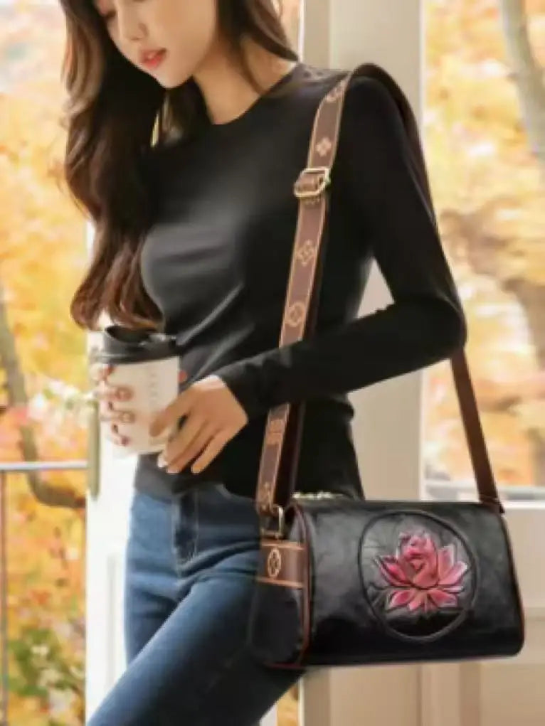 HOMEFISH Women Soft Leather Crossbody Handbag, Fashion Printed Casual Shoulder Bag Multi-purpose Ladies Messenger Tote Purse