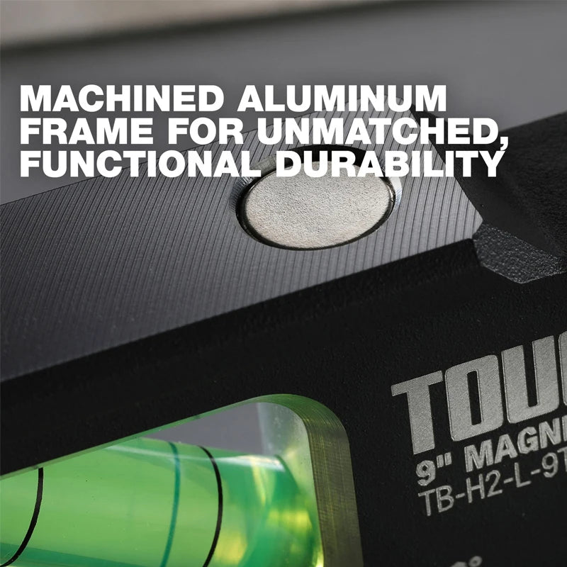 TOUGHBUILT TB-H2-L-9T-M 9-in 4 Vial Magnetic Billet Torpedo Level Aluminum 0°-90° Hand Tool Accessory
