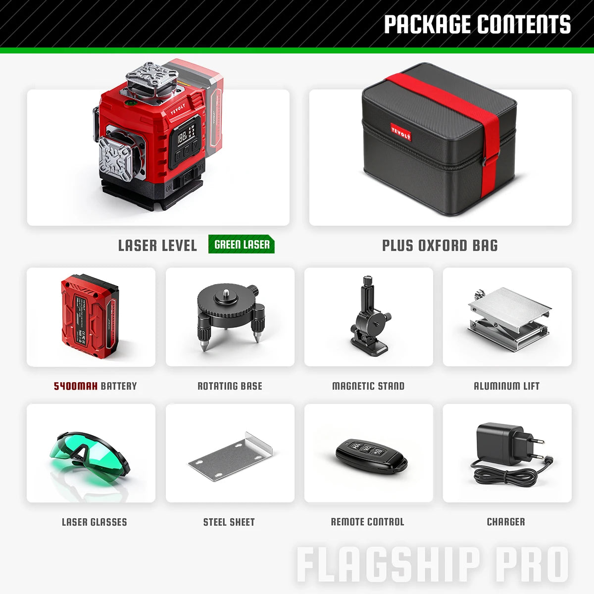 YEVOLT Laser Level 360 Self Leveling with Tripod 4D Lazer Level 4x360° Cross Line Laser for Construction Project Renovation Tool