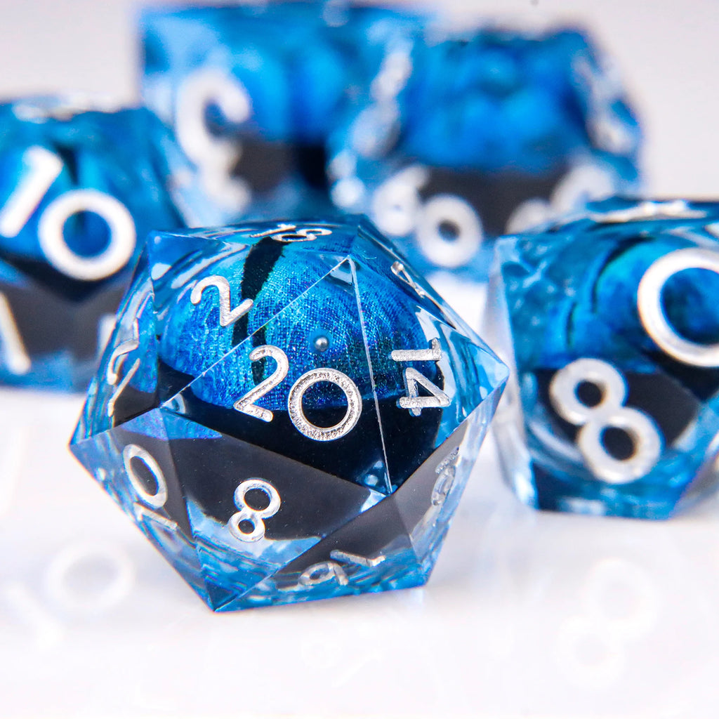 DND Dragon Eye Dice Liquid Core Dice Set Resin Sharp Edged Dice For Dungeons and Dragons Polyhedral D&D Dice Handmade D and D