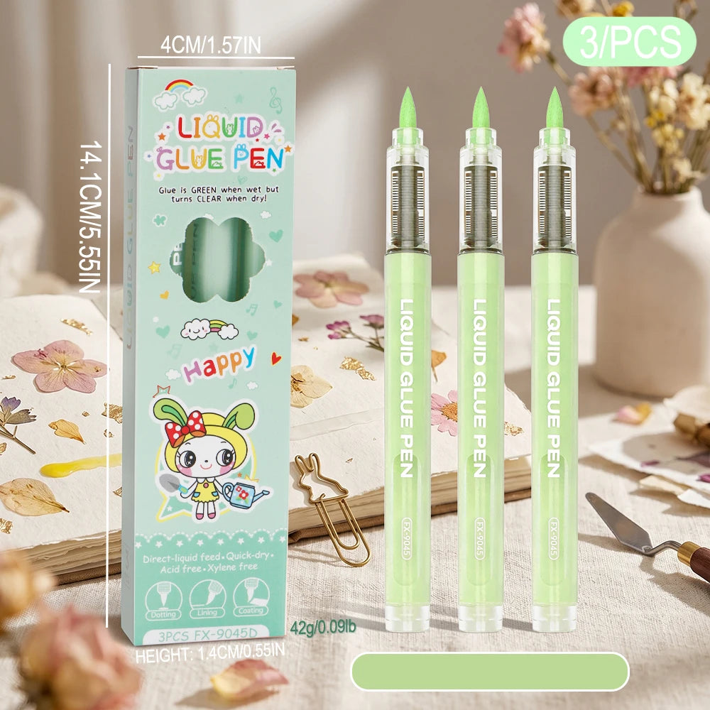 Cute Cartoon Liquid Glue Pen Quick Dry Invisible Fine Tip Adhesive Pen DIY Scrapbooking Craft Journal  Office School Stationery