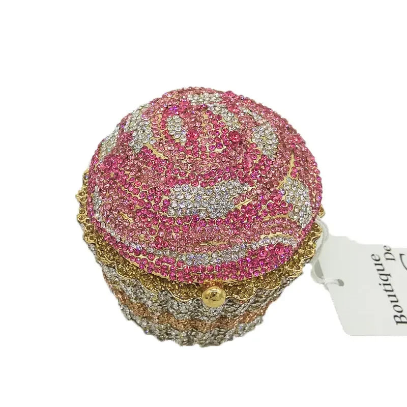Boutique De FGG (in stock) Women Cupcake Clutch Evening Bag Crystal Wedding Purse and Handbag Bridal Party Minaudiere Bag