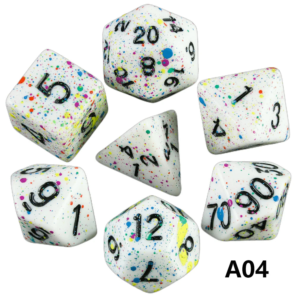Polyhedral Dice TRPG DNDGame Games 7Pcs/Set D4 D6 D8 D10 D12 D20 Multi Sides for Board Game