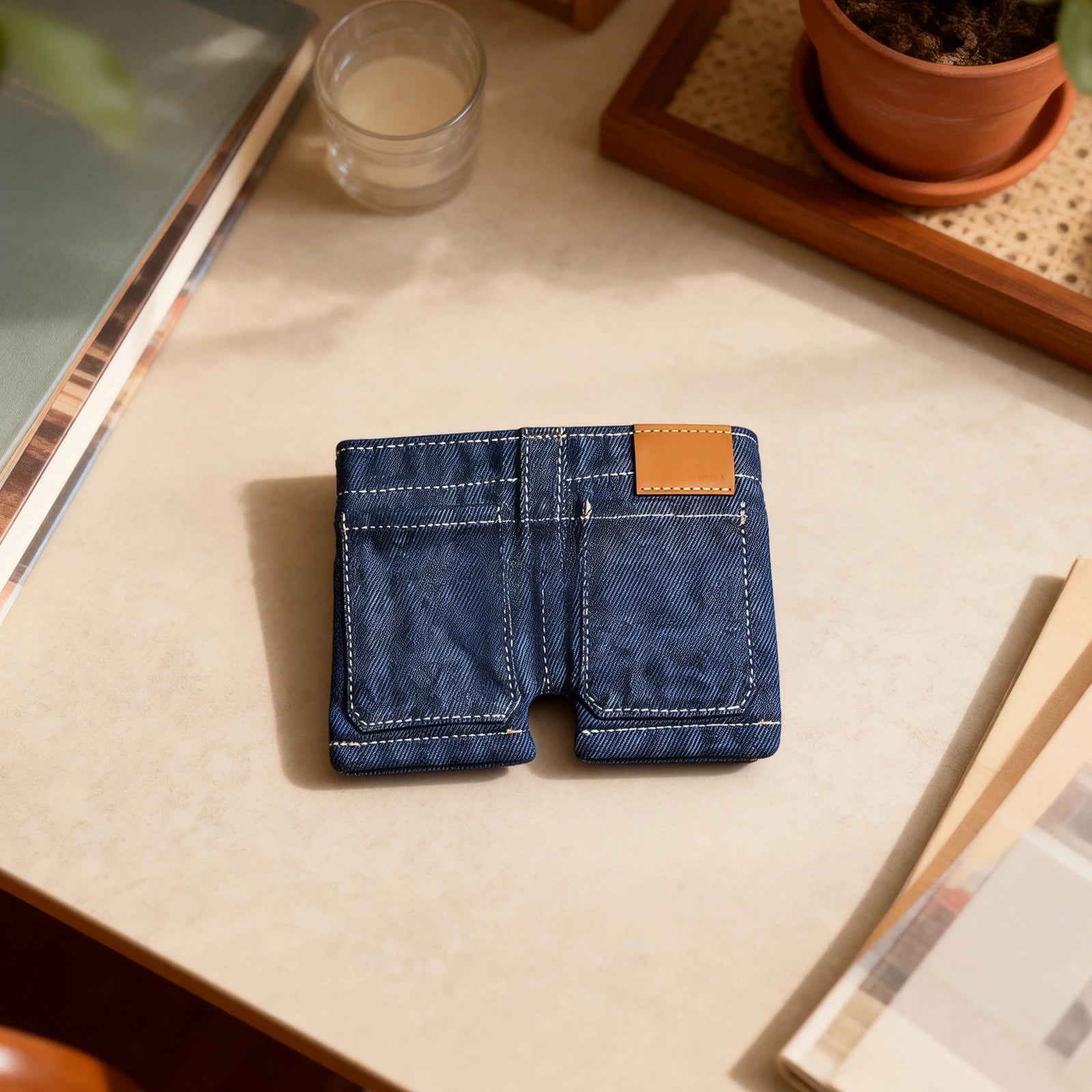 Pocket Pants Mini Jeans Wallet Large Capacity Compact Folding Card Holder Slim Folding Card Holders for Novelty Gag Gift