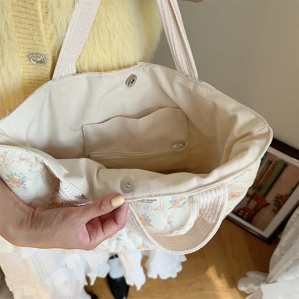 Sweet Floral Women's Bento Handbags Retro Patchwork Ladies Tote Shoulder Bags Retro Flower Female Storage Shopper Bag Purse