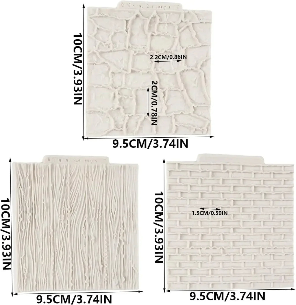 Rock Brick Wall Texture Fondant Silicone Molds Wood Grain Tree Bark Silicone Impression Mat Cake Decoration Baking Accessories