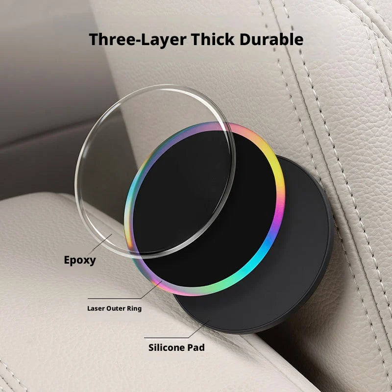 SEAMETAL 2pcs Car Water Cup Holder Mat Three-Layer Thickened Insert Car Cup Coaster Waterproof Universal Silicone Anti Slip Pad