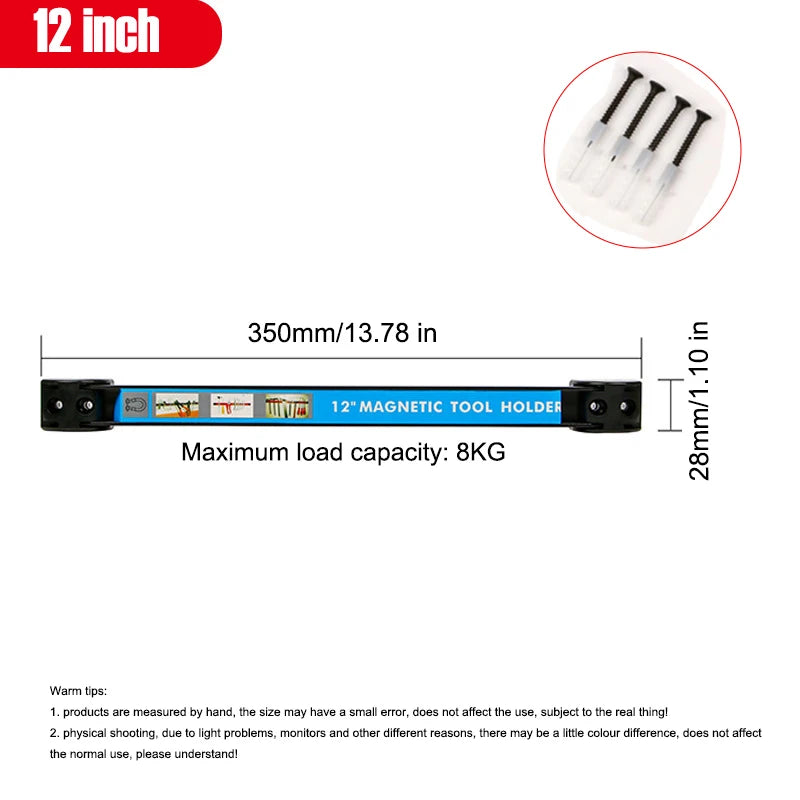 8/12/18 Inch Magnetic Tool Holder Strip for Storing Aarage Tools Kitchen Utensils Iron Products Storage Arrangement Organizer