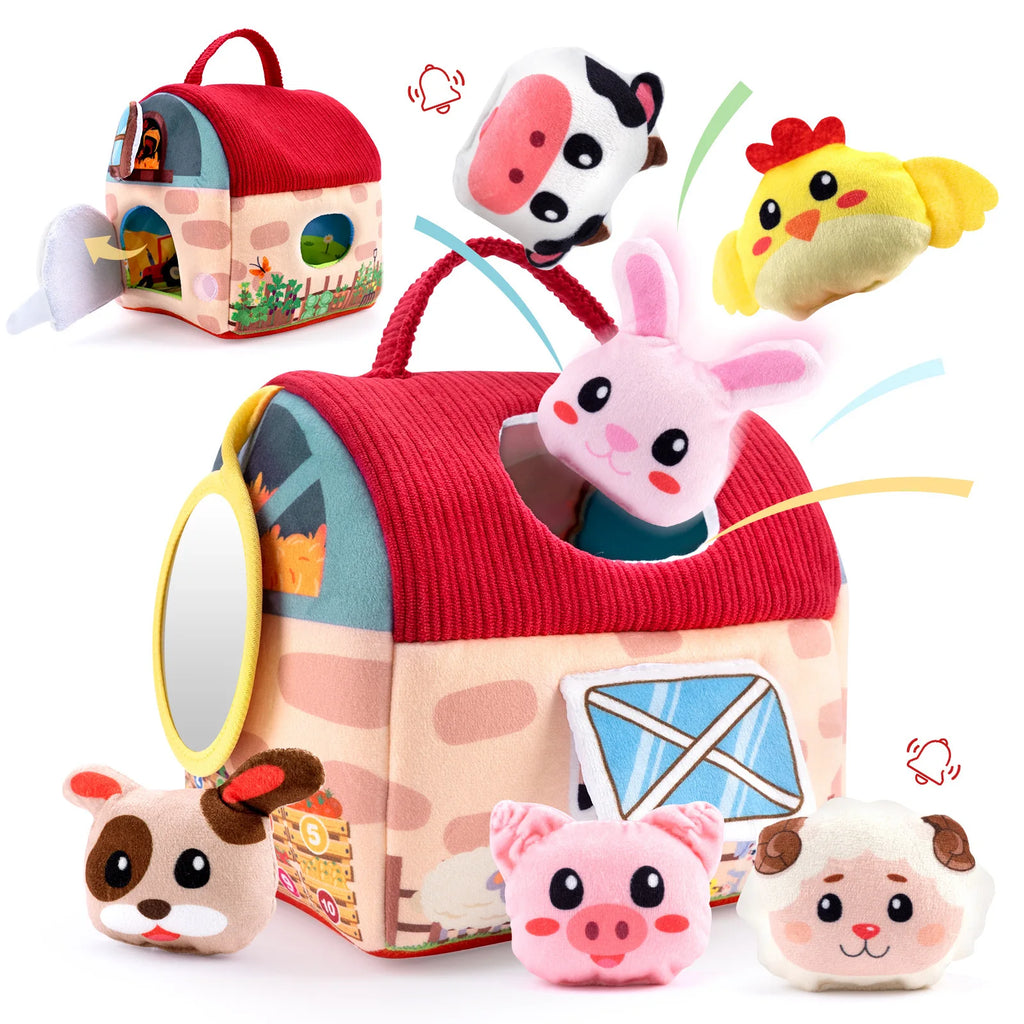 Portable Soft Plush Barn Farm Animals Baby Toys with Sound Montessori Toys Early Education Sensory Toy Boy Girl Birthday Gifts