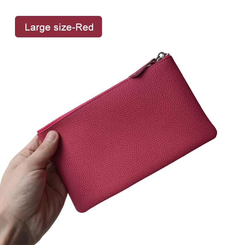 All Genuine Cow Leather Fashion Women Small Wallet For Ladies Zipper Card Purse Key Storage Bag High Quality Short Wallet Female