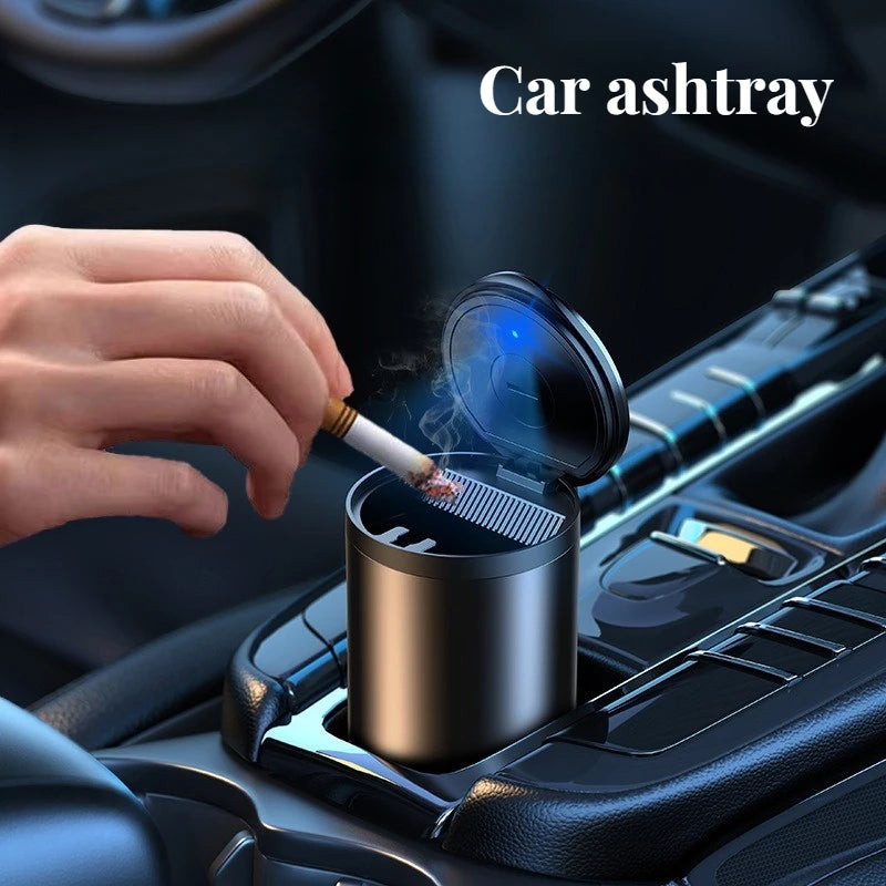 2025 New Portable Car LED Ashtray Universal Auto Ashtray Cigarette Ash Holders Cup Car Interior Decor Smokeless Auto Holder Box