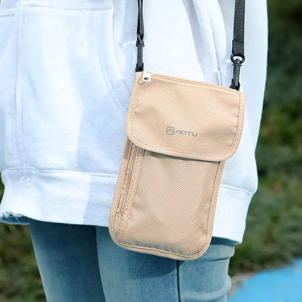 Travel Accessories Travel Wallet Khaki Black Ticket Holder Travel Neck Pouch Zipper Nylon Passport Wallet Airplane Check-in