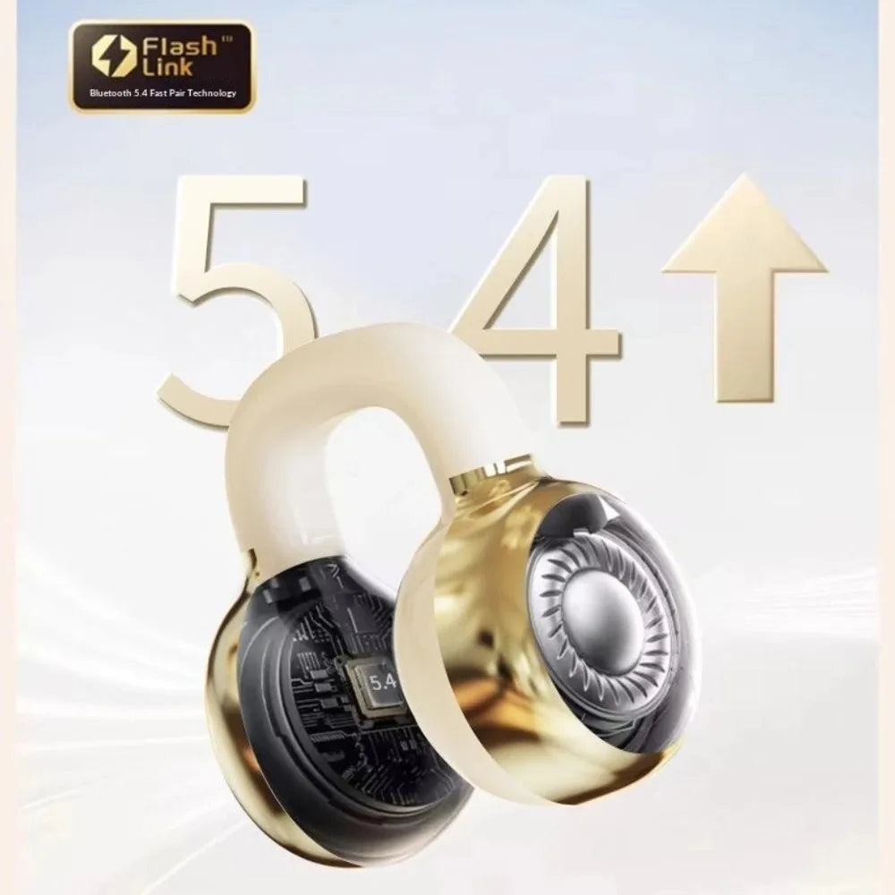 Open-Ear Clip-On Bluetooth Wireless Earbuds Immersive Surround Stereo Audio Built-In HD Microphone Ideal for Music Lovers