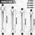 4Pcs Flare Nut Wrench Set Double End Metric 9 10 11 12 13 14 15 17mm Mirror Polished Surface Robust Etch Resistant for Machinery