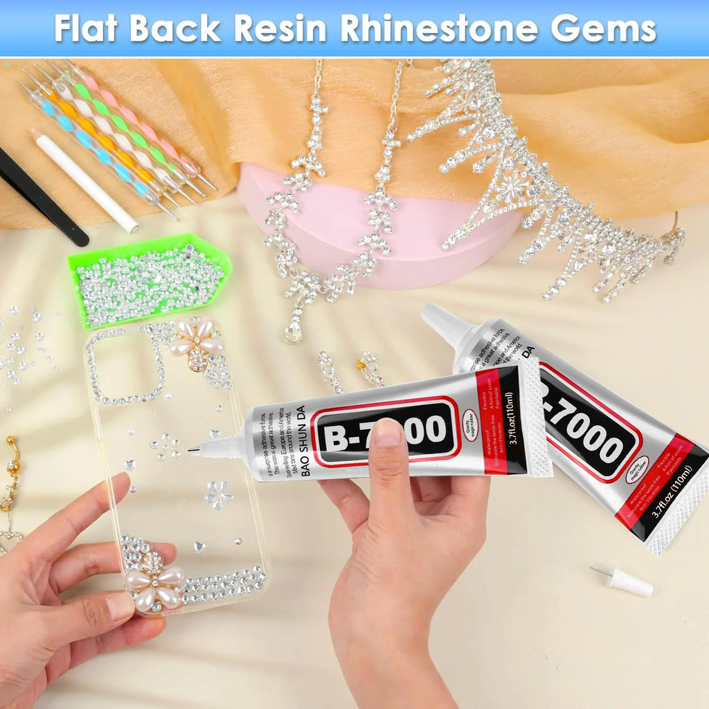 B7000 Multi-Purpose Industrial-Grade Clear Soft Adhesive for Rhinestone Jewelry, Phone Cases, and Glass Screens; Waterproof Adhesive (15g/25g/50g/110g)