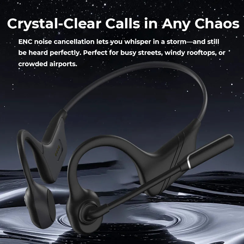 DG10 Professional Open Stereo Headphones with Noise Canceling Microphone Bone Conduction BT5.3 Business Style