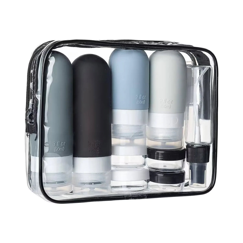17-piece silicone travel bottle set, leak-proof shampoo and conditioner squeeze bottle for men and women, with storage bag