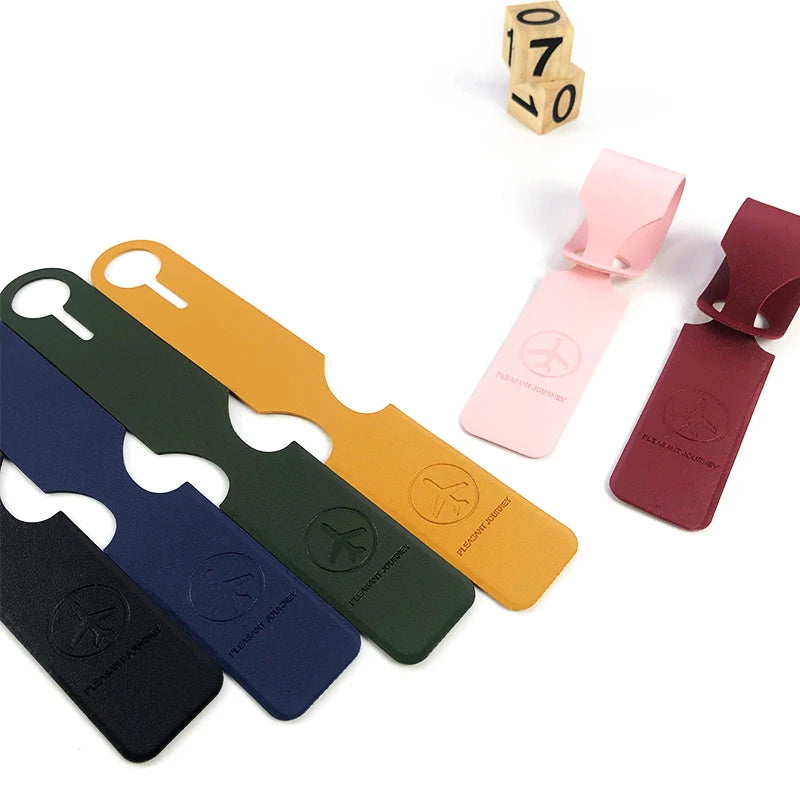 Luggage Tag PU Leather Long Strip Hanging Luggage Tag Portable Travel Accessories for Suitcase Backpacks Name ID Address Tags